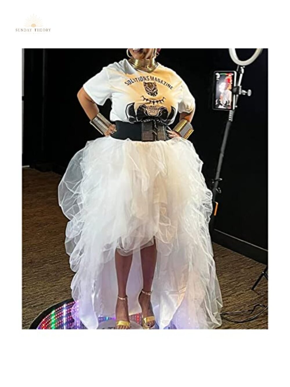 Lisong High Low Layered Tulle Floor Length Special Occasion Skirt - Picture 2 of 6